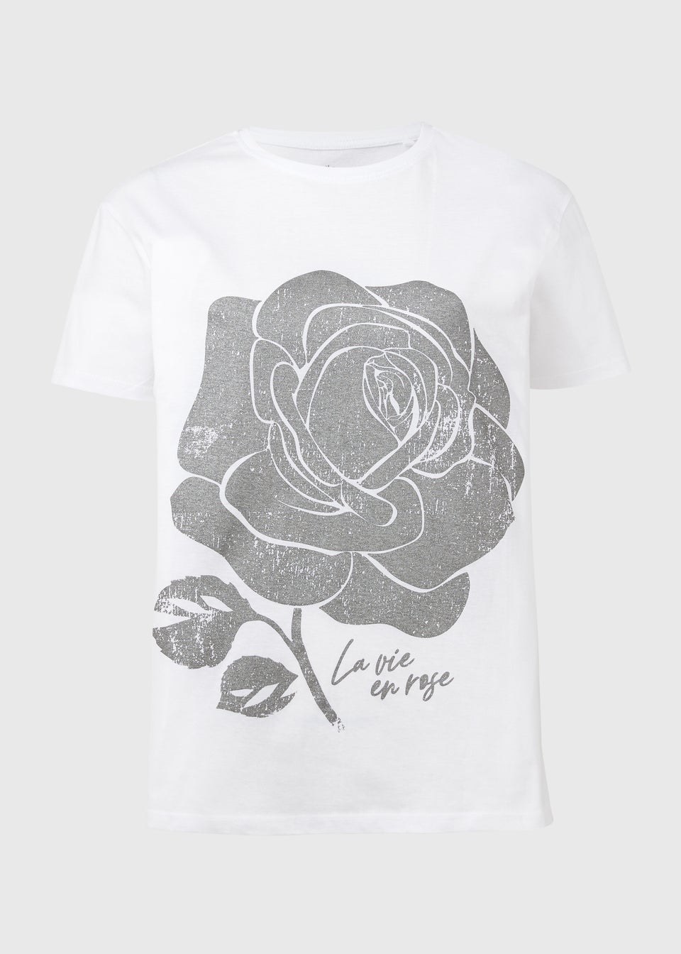 White Foil Rose T Shirt - Matalan