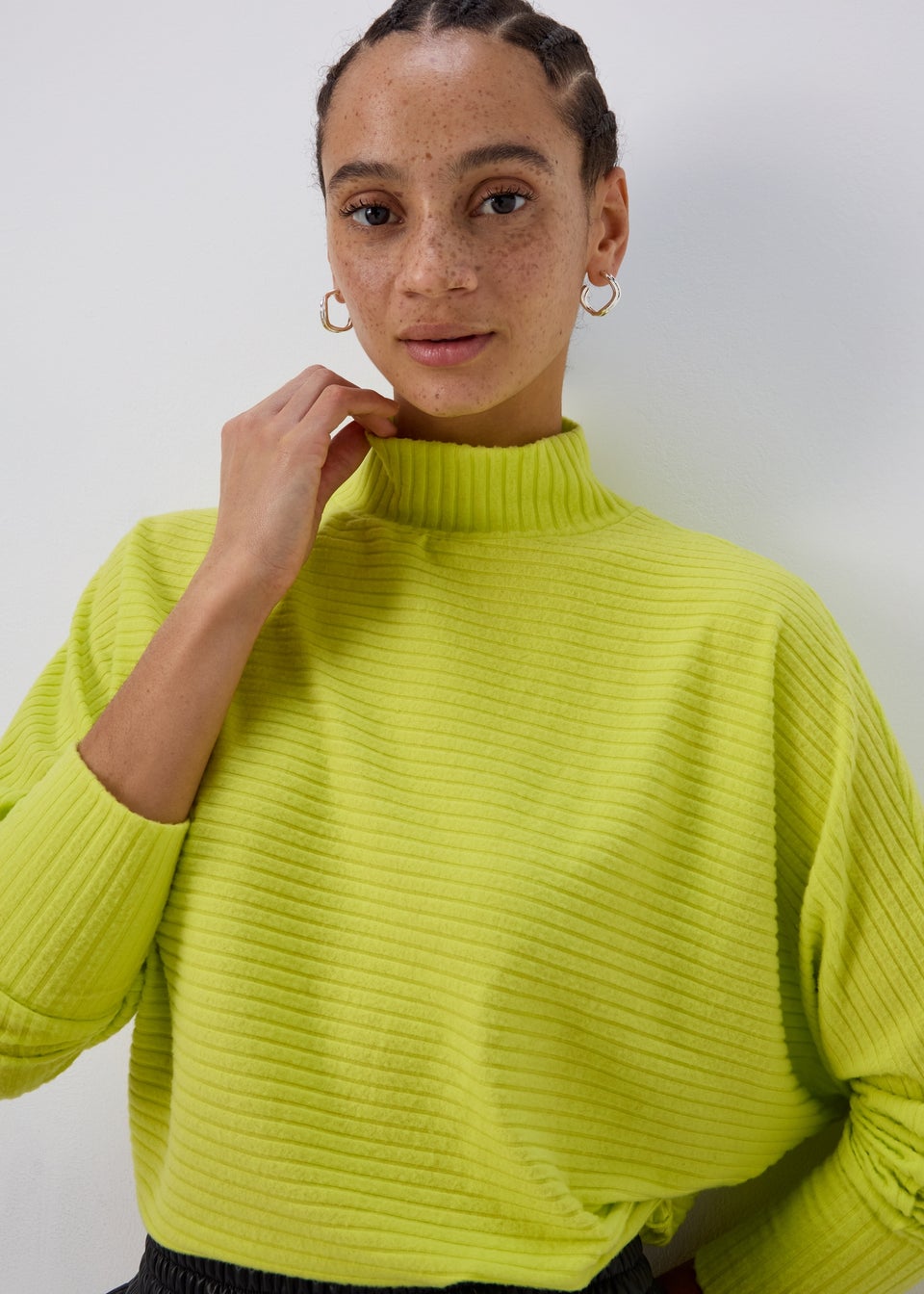 Lime Rib High Neck Top