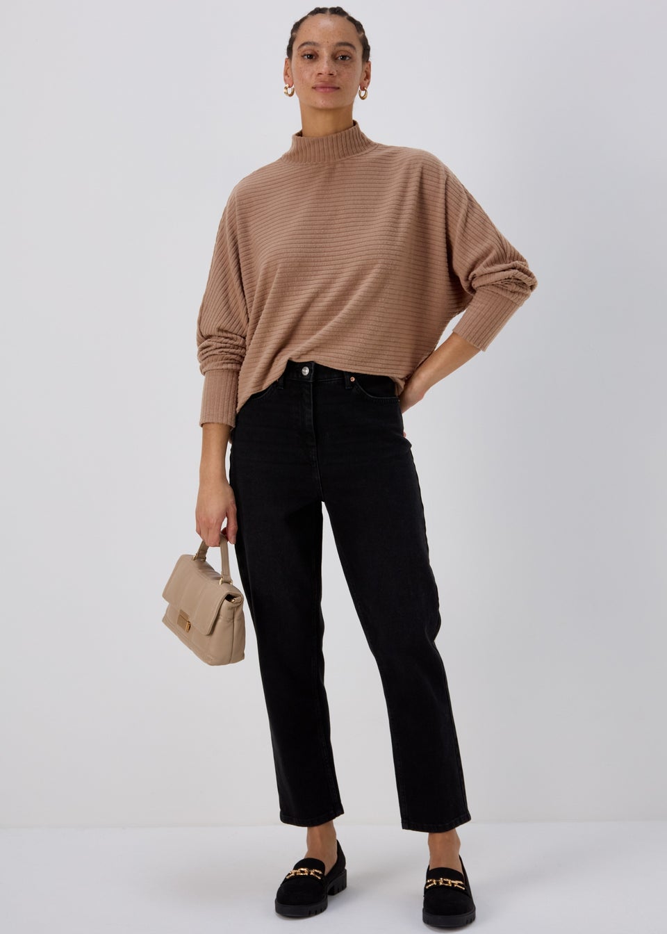 Natural Rib High Neck Top