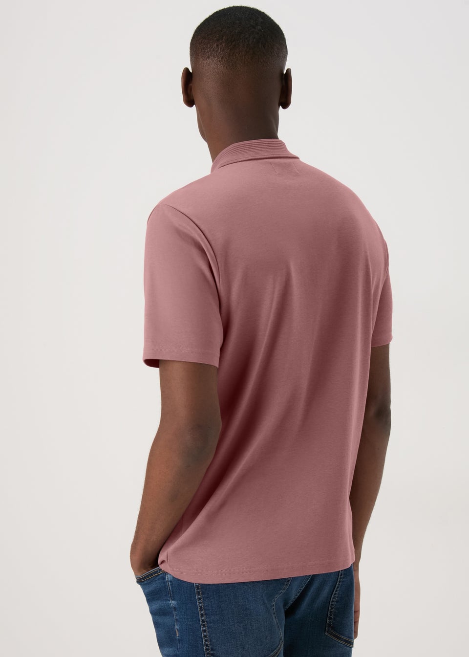 Pink Plain Zip Polo Shirt