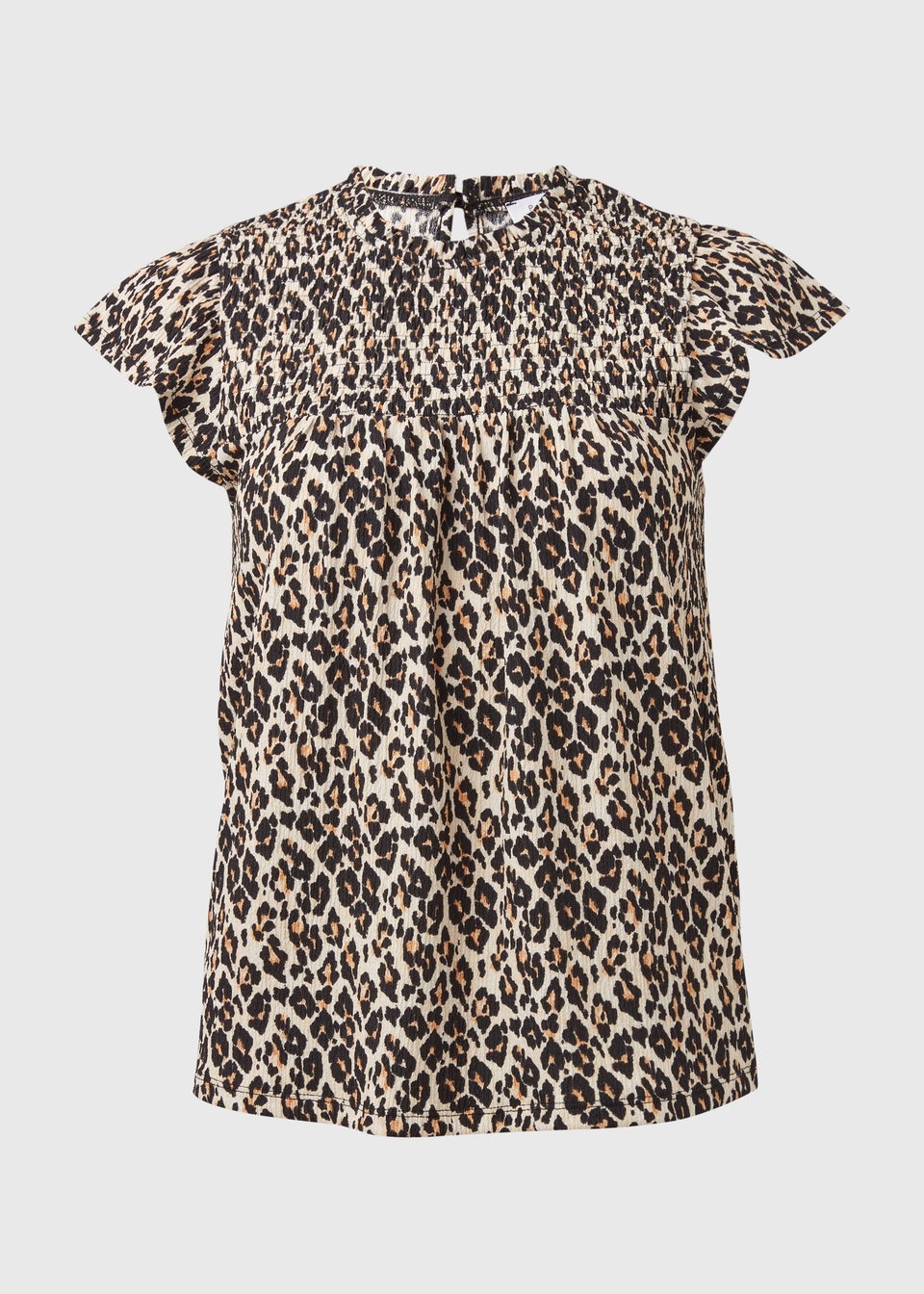 Multicoloured Leopard Print Shirred Top