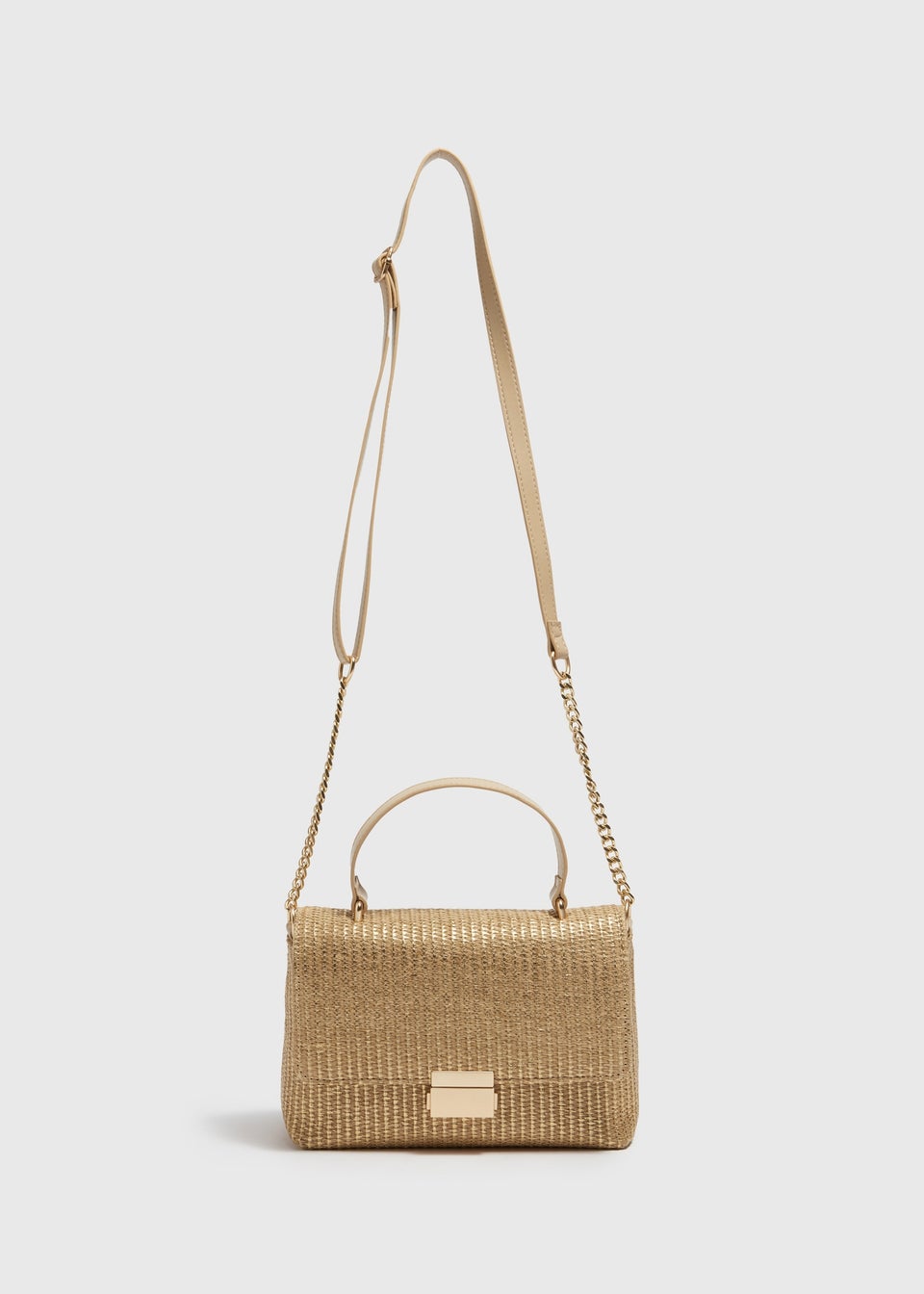 Gold Straw Cross Body Bag