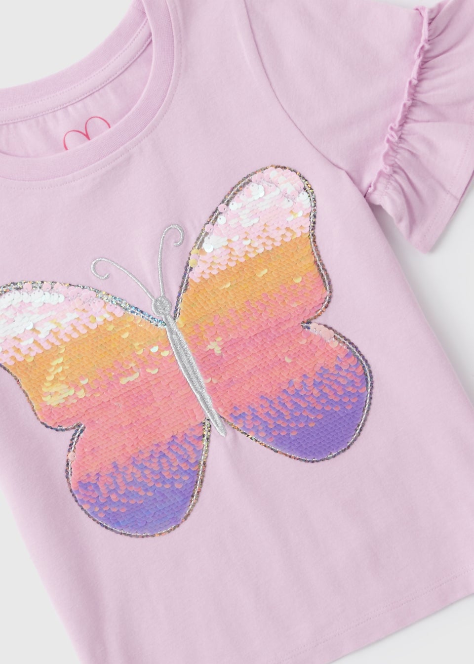 Girls Lilac Butterfly Ombre Sequin T Shirt (1-7yrs)