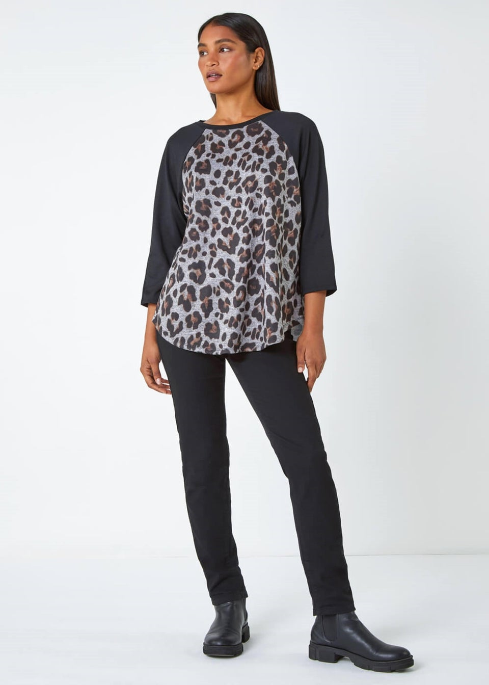 Roman Natural Animal Print Stretch Top
