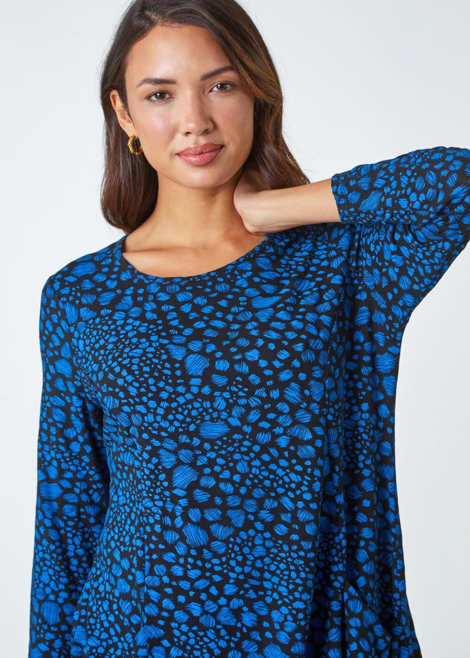 Roman Blue Spot Print Stretch Swing Top - Matalan