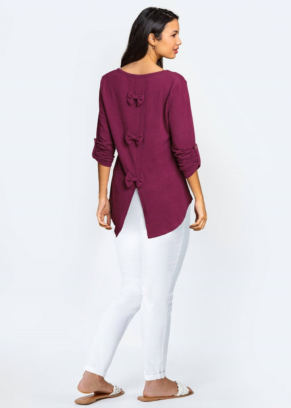 Roman Rose Jersey Bow Back Detail Top