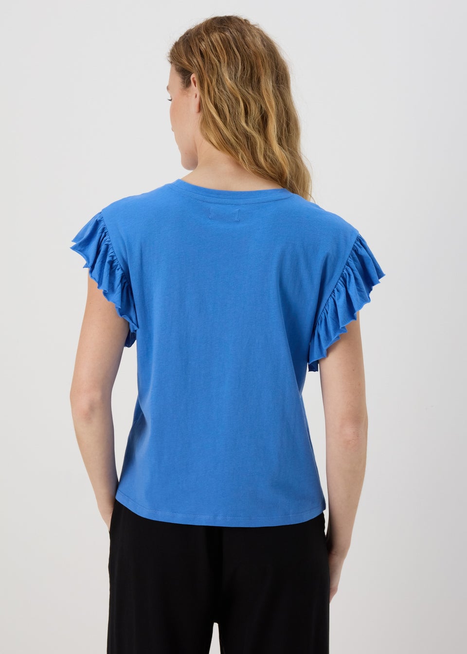 Blue Frill Sleeve T-Shirt