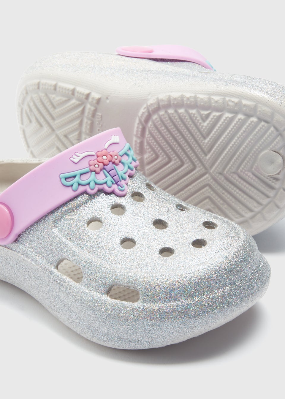Girls Silver Unicorn Clogs (Younger 4-12yrs)