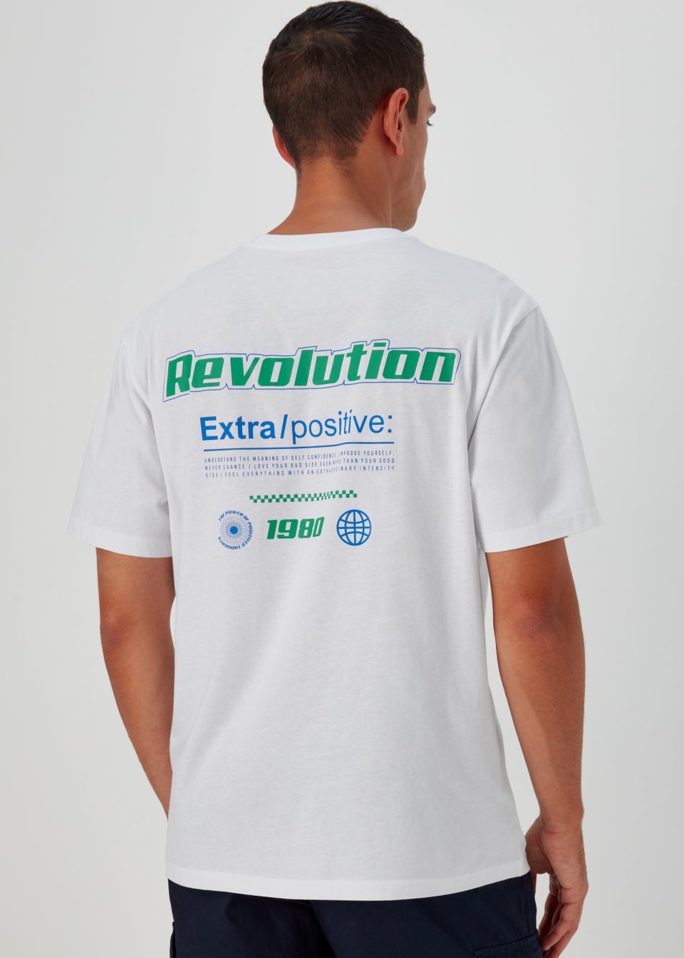 White Revolution Print Oversized T-Shirt