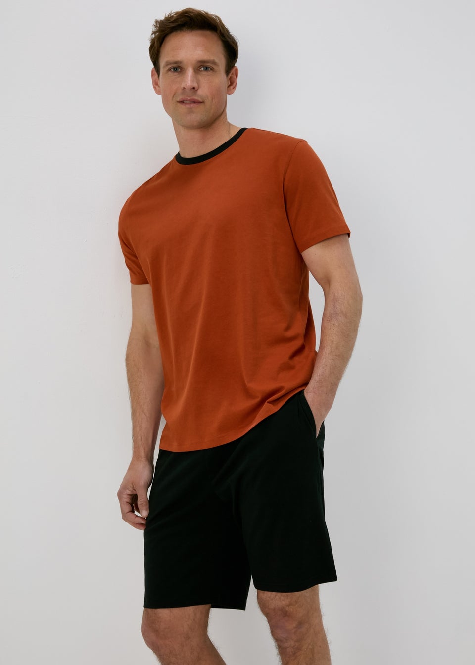 Orange Basic T-Shirt & Shorts Set