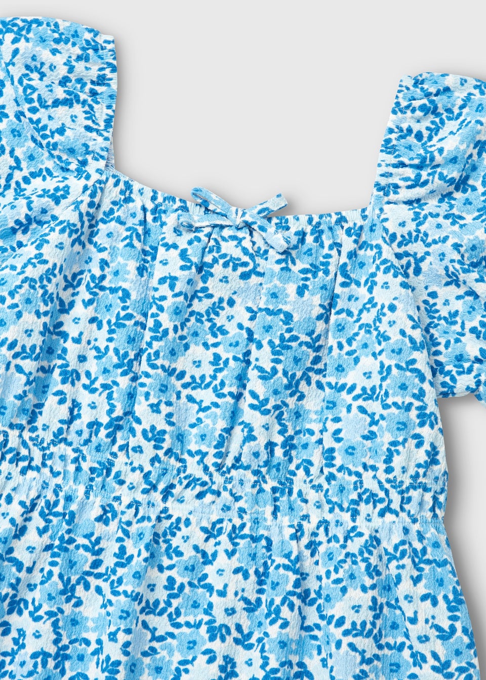 Girls Blue Floral Crinkle Dress (7-13yrs)