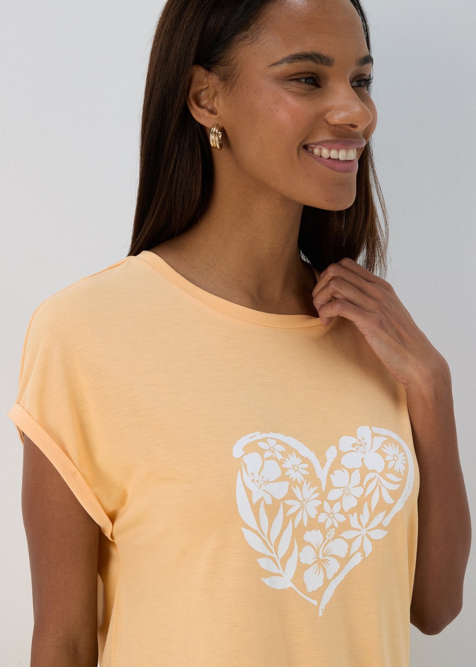 Peach Heart Longline T Shirt