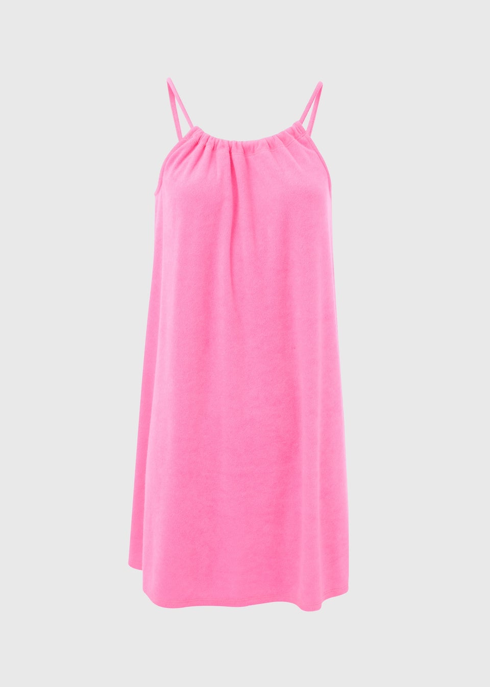 Pink Towelling Strappy Mini Dress