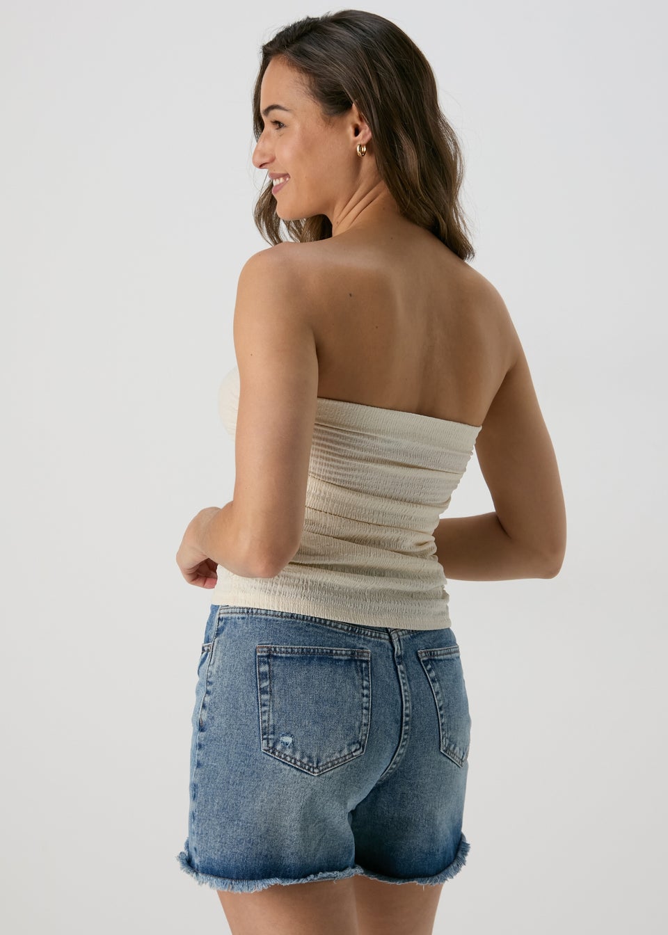 Cream Textured Boobtube Matalan