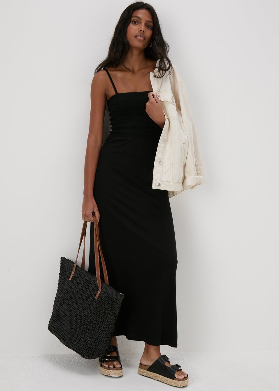 Black smocked dress clearance