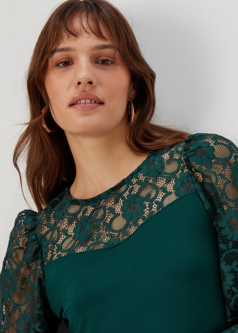 Green Lace Long Sleeve Top