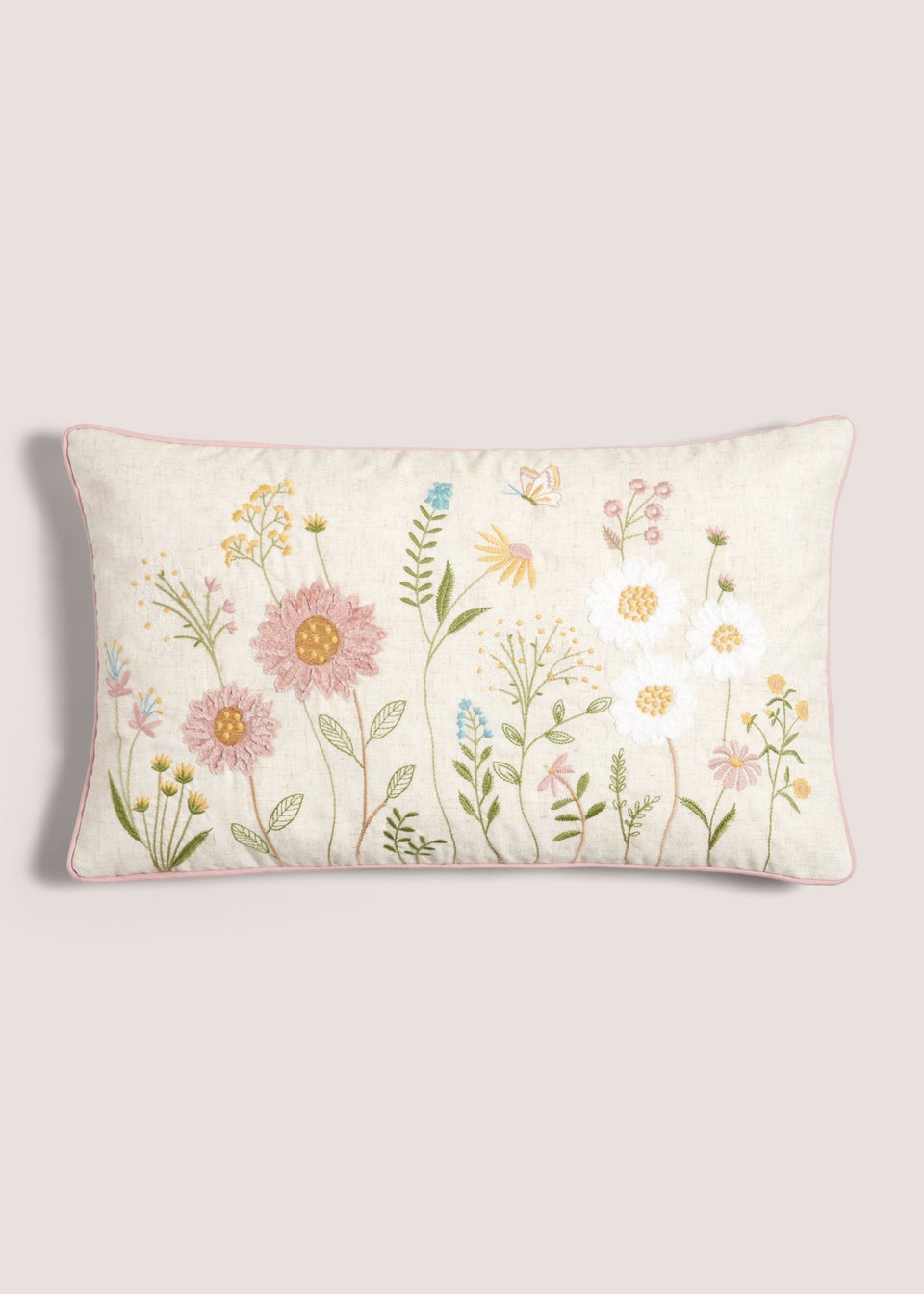 Floral Embroidered Cushion (30cm x 50cm)