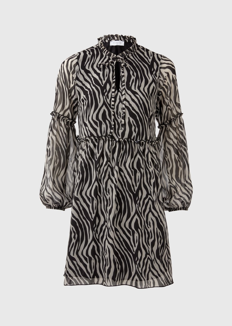 Monochrome Zebra Frill Tieneck Dress