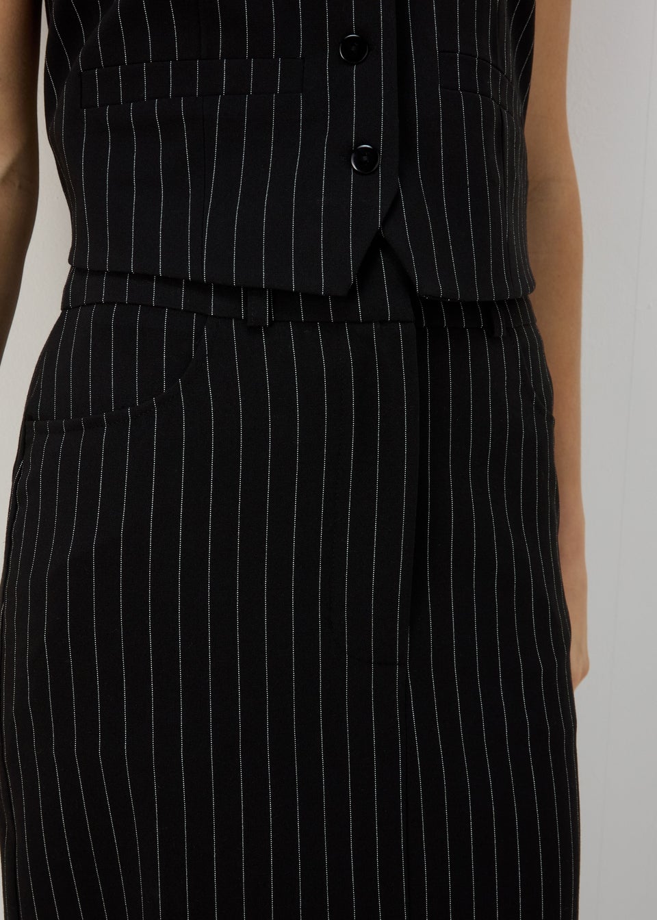 Black Pinstripe Maxi Skirt