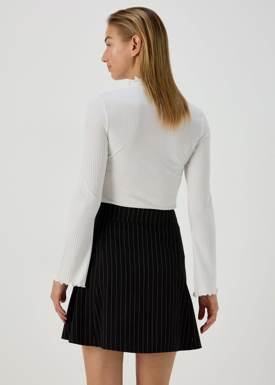 Black Pinstripe Mini Skirt