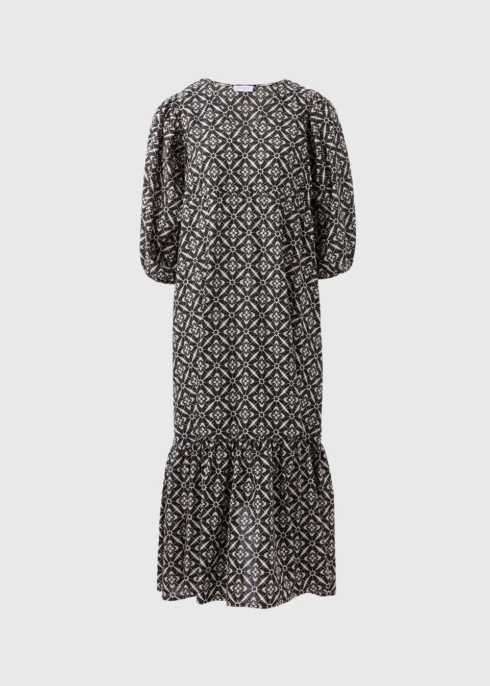 Black Monochrome Pattern Midi Dress