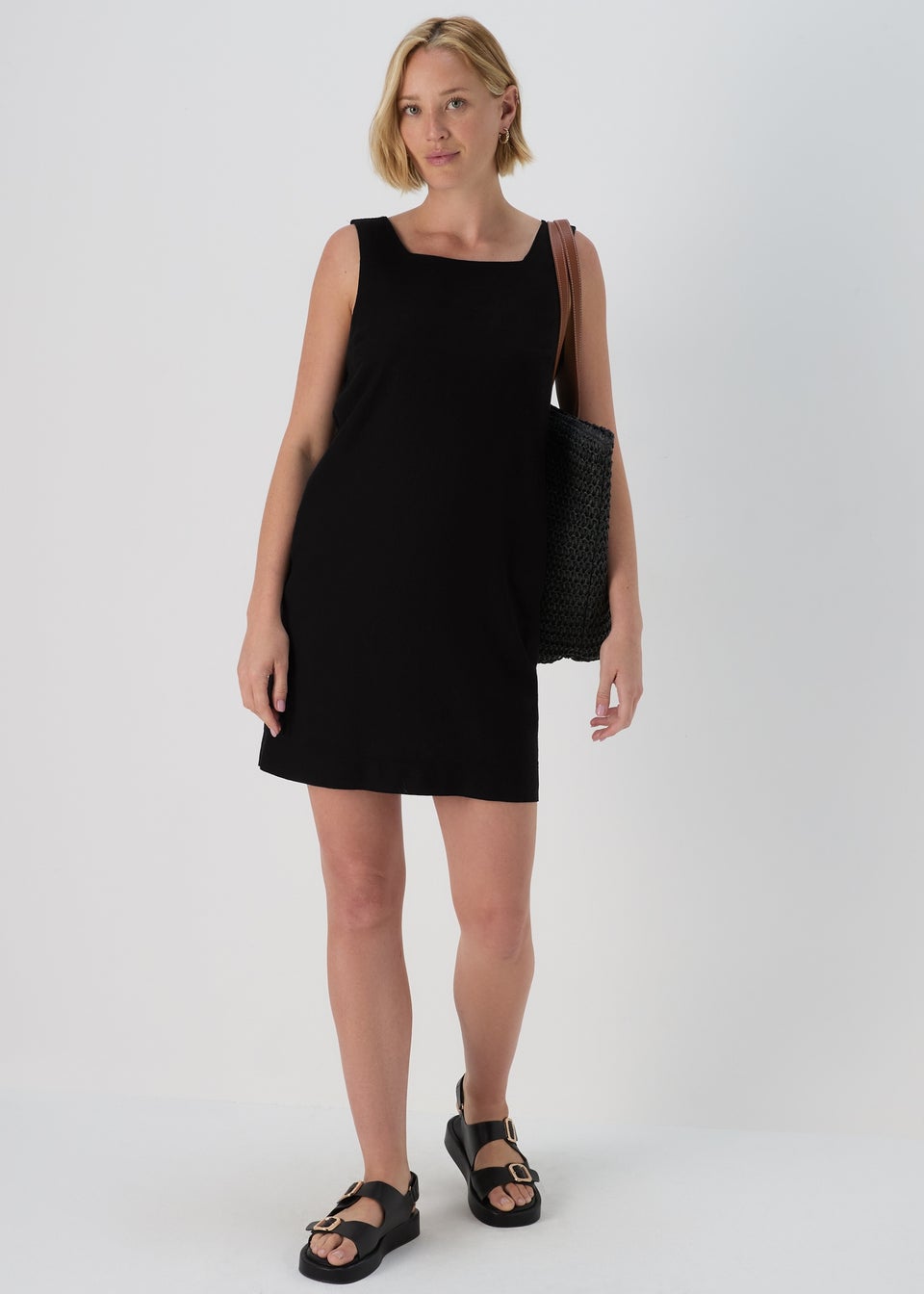 Black Linen Mini Dress Matalan