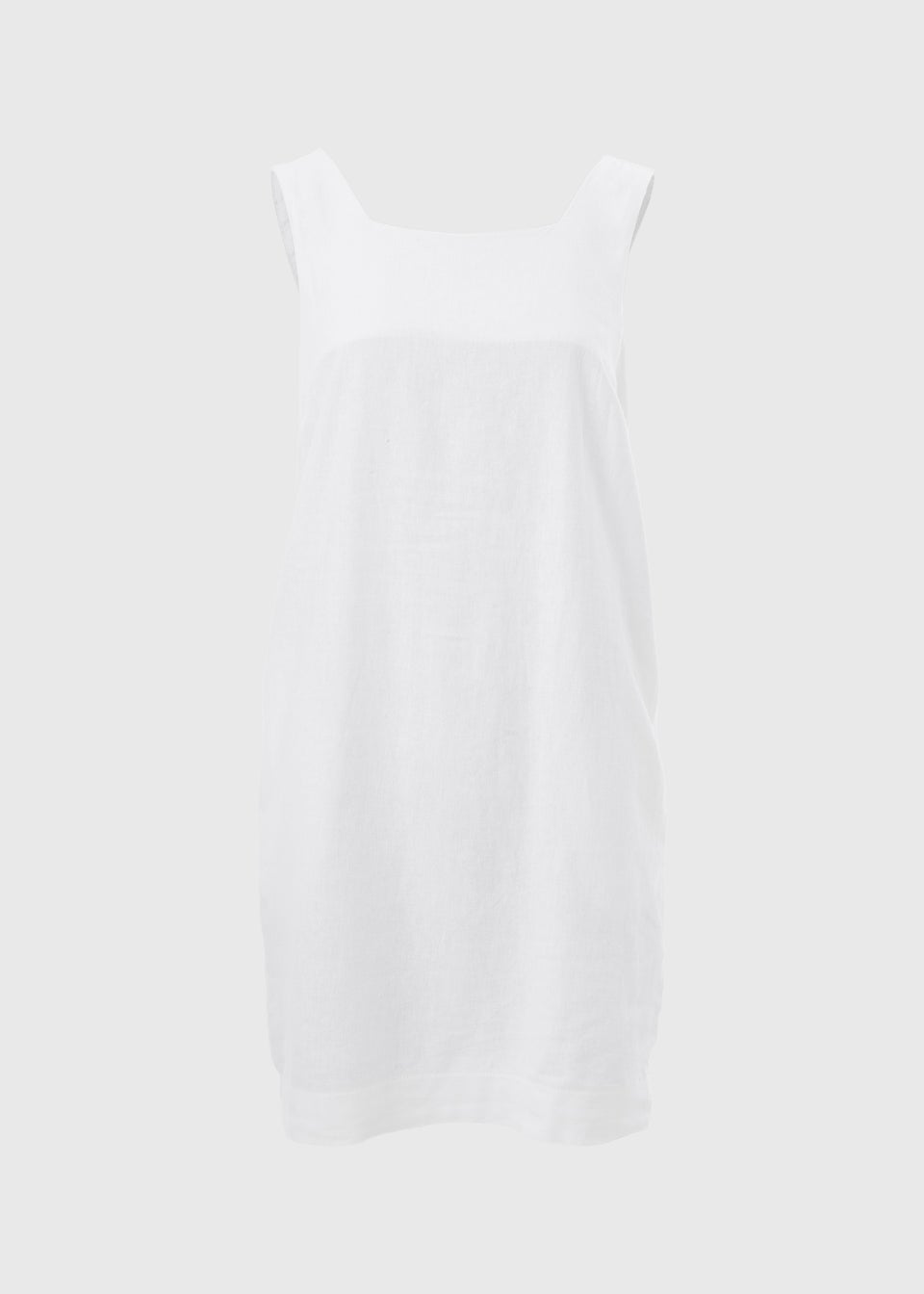 White Linen Blend Mini Shift Dress