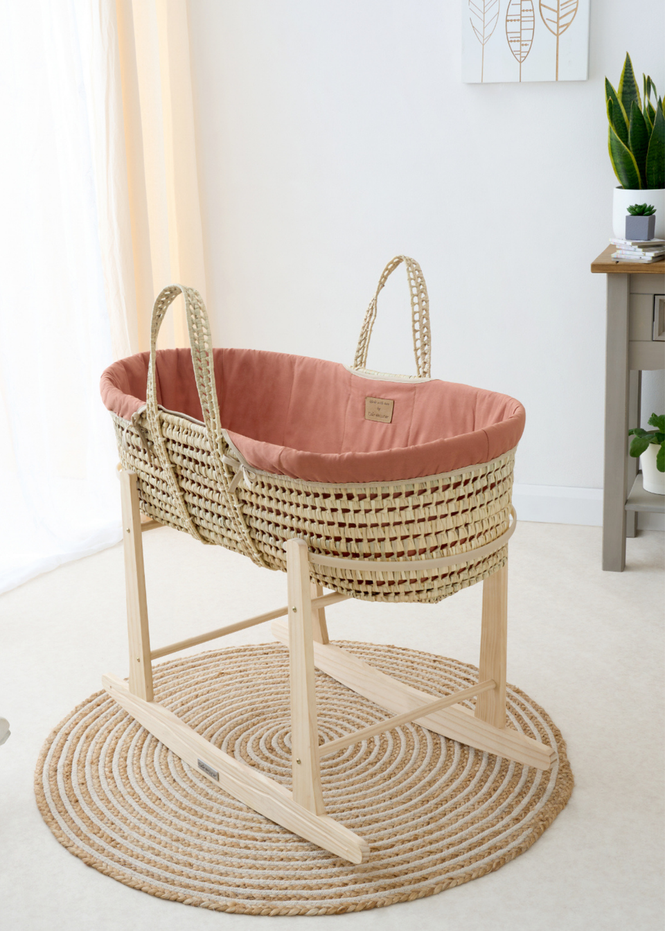 Clair de Lune Organic Palm Moses Basket with Rocking Stand