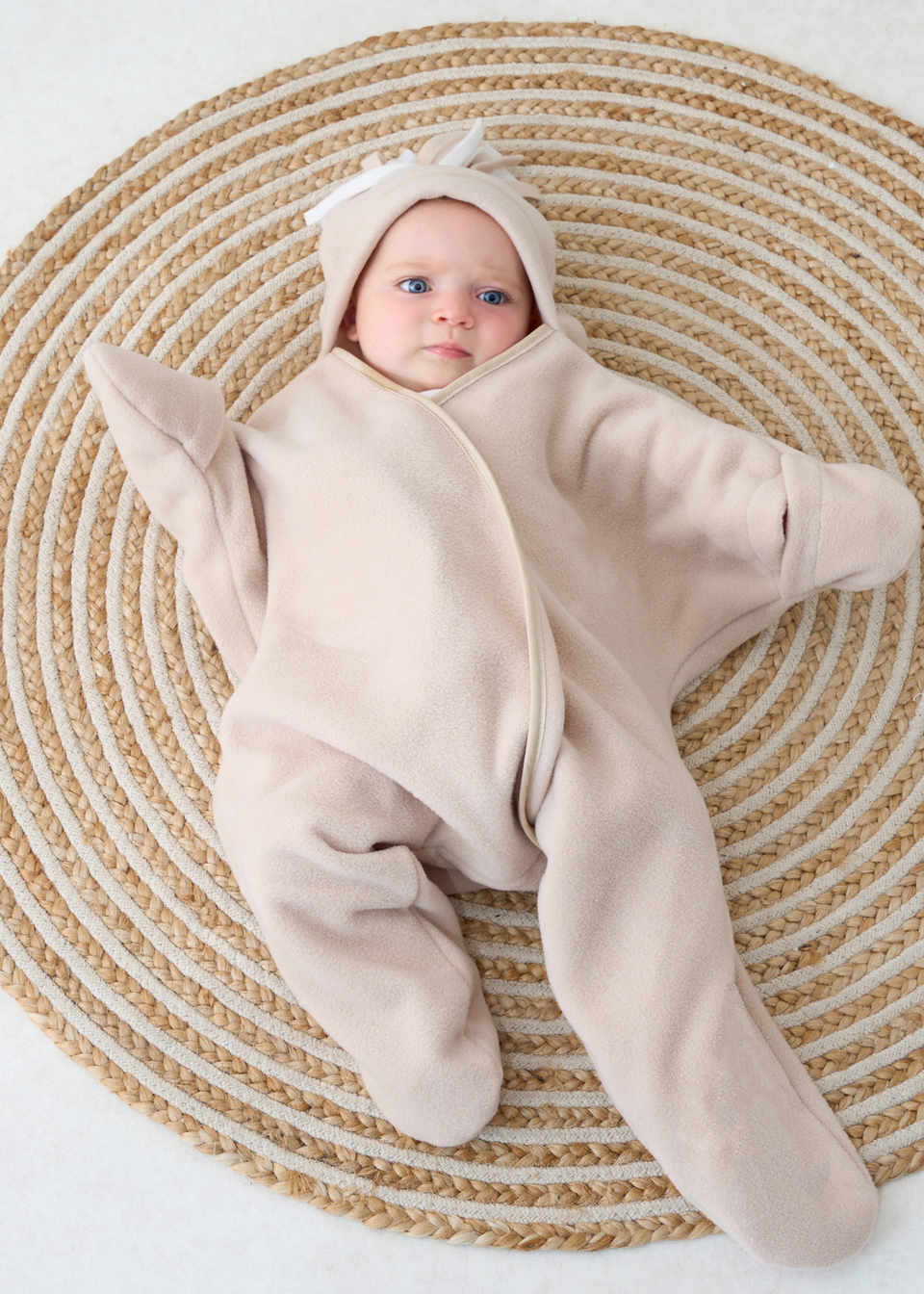 Clair de Lune Star Fleece Beige Wrap Blanket