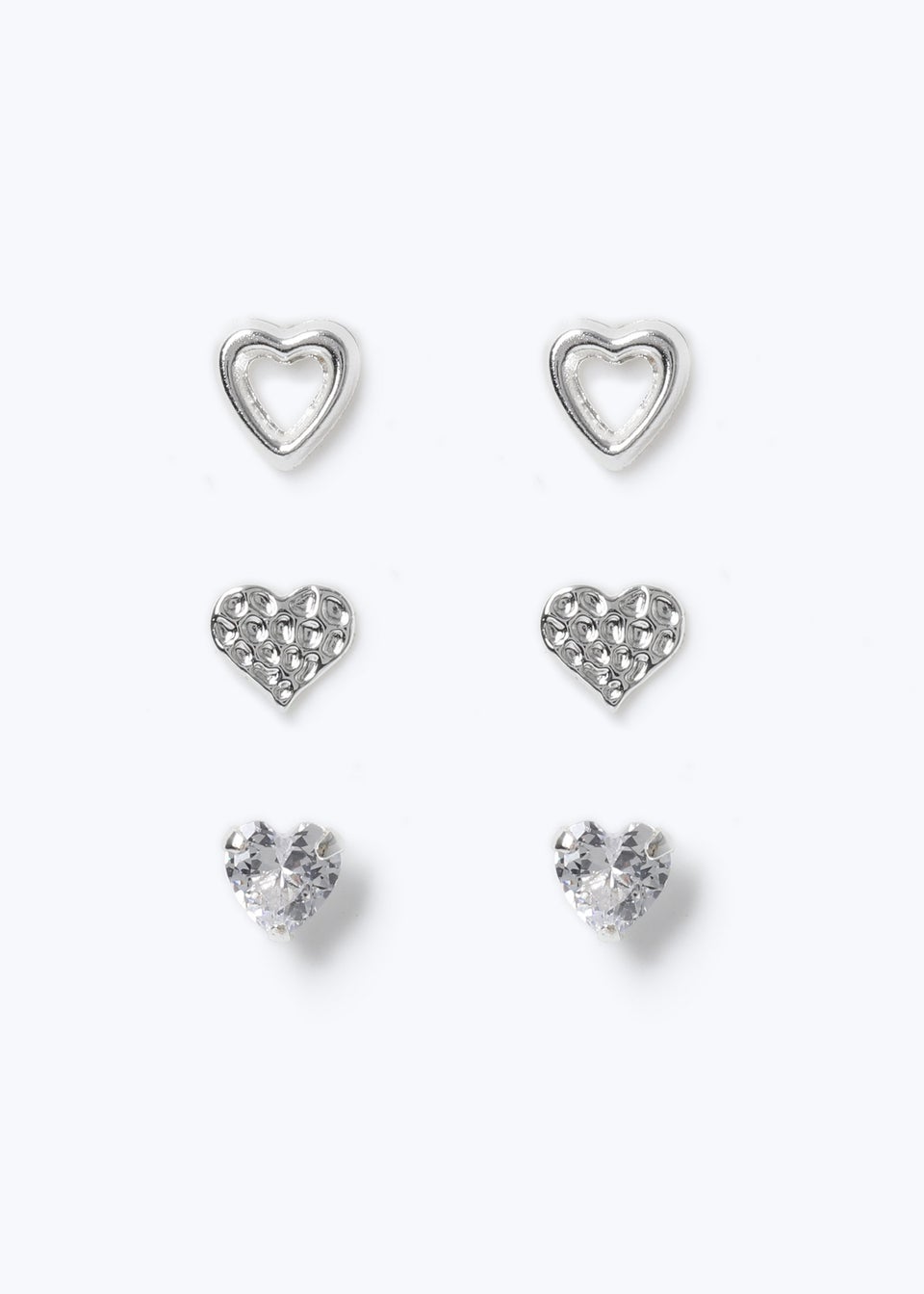 Silver 3 Pack Heart Earrings