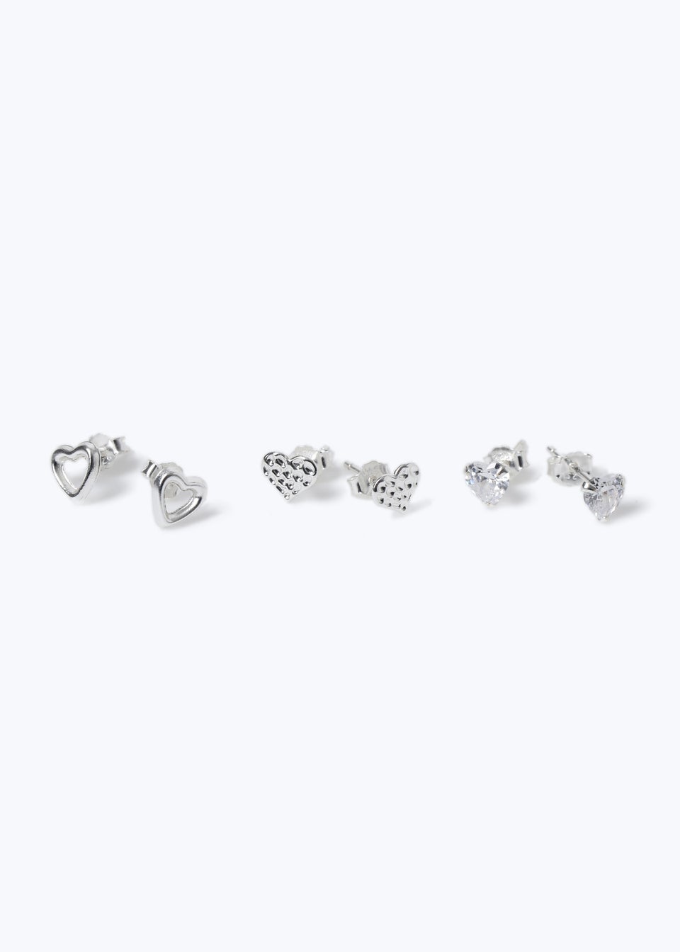 Silver 3 Pack Heart Earrings