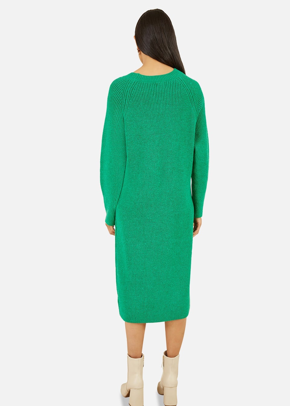 Yumi Knitted Midi Dress In Green