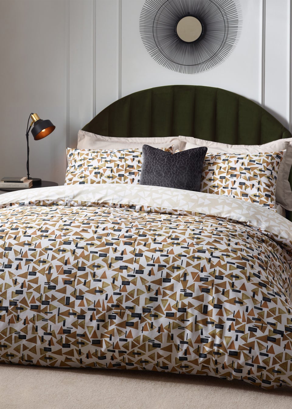 Hoem City Abstract Cotton Rich Duvet Cover Set Toffee