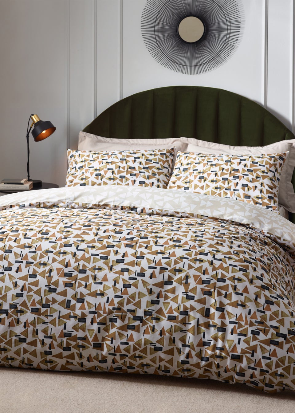 Hoem City Abstract Cotton Rich Duvet Cover Set Toffee