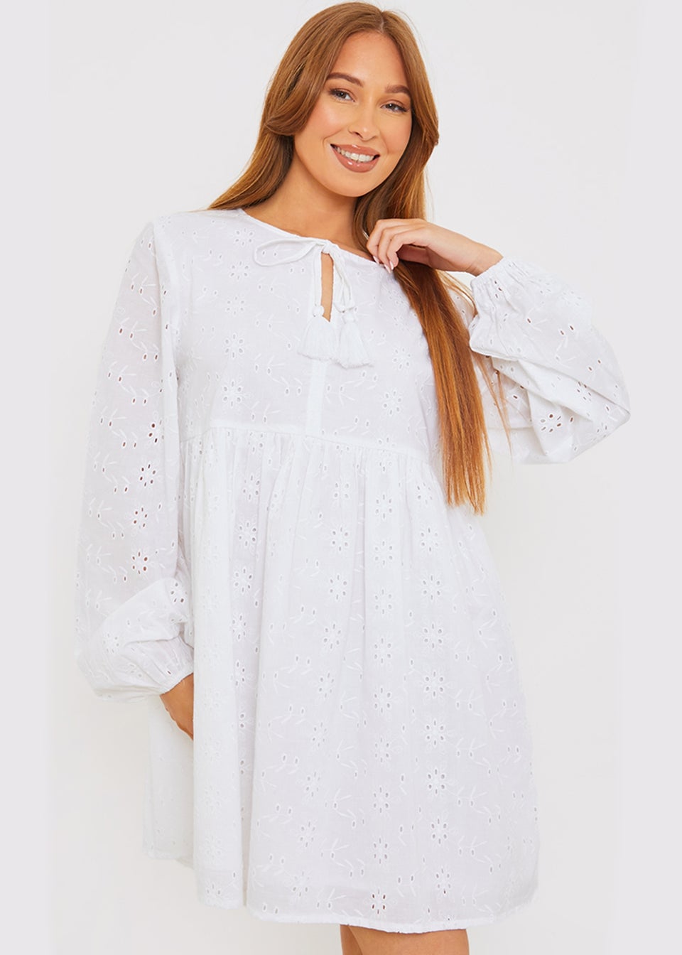 In The Style Stacey White Broderie Dress