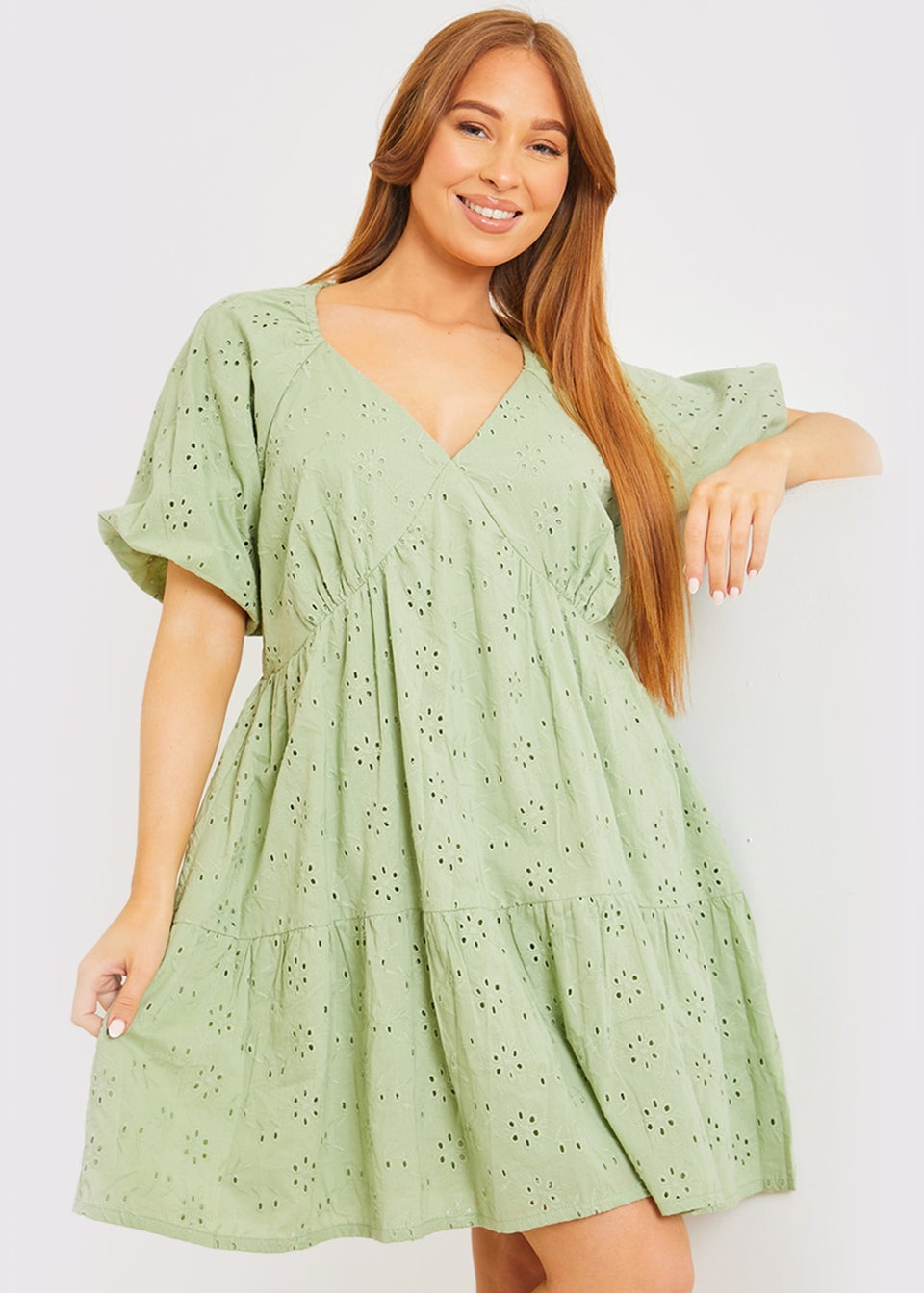 In The Style Stacey Green Broderie Dress