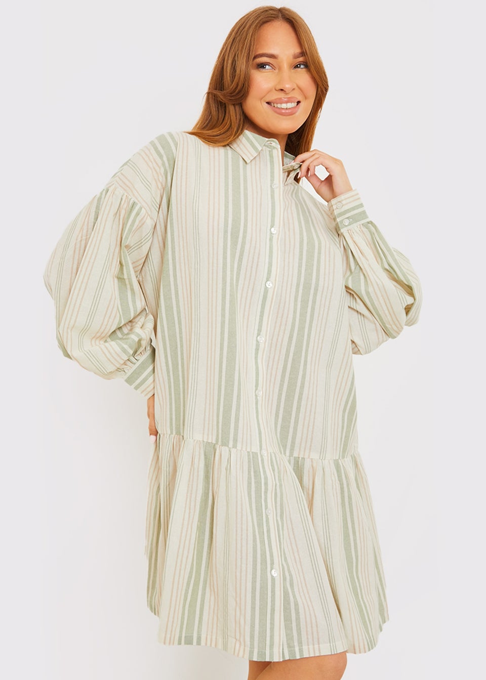 In The Style Stacey Green Stripe Shirt Dress
