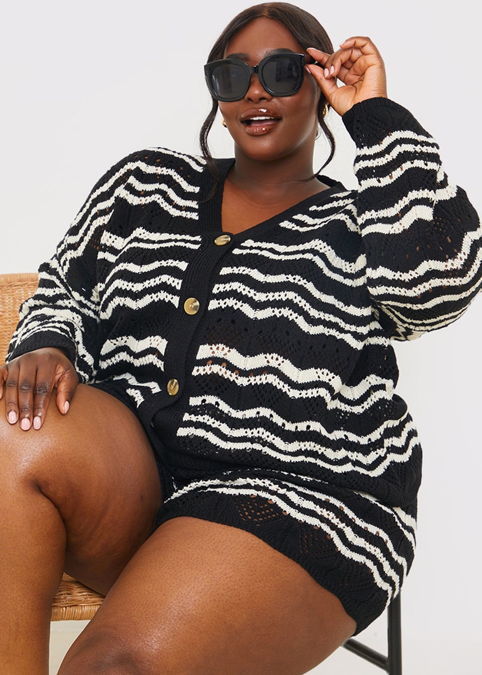 In The Style Stacey Black Knitted Co Ord Cardigan