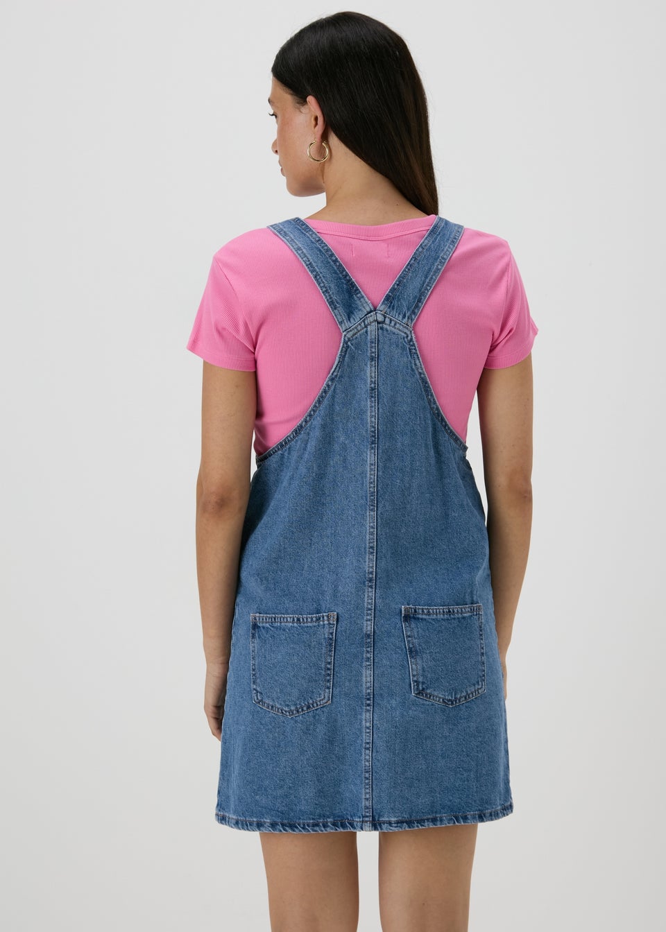 Mid Wash Denim Pinafore Dress