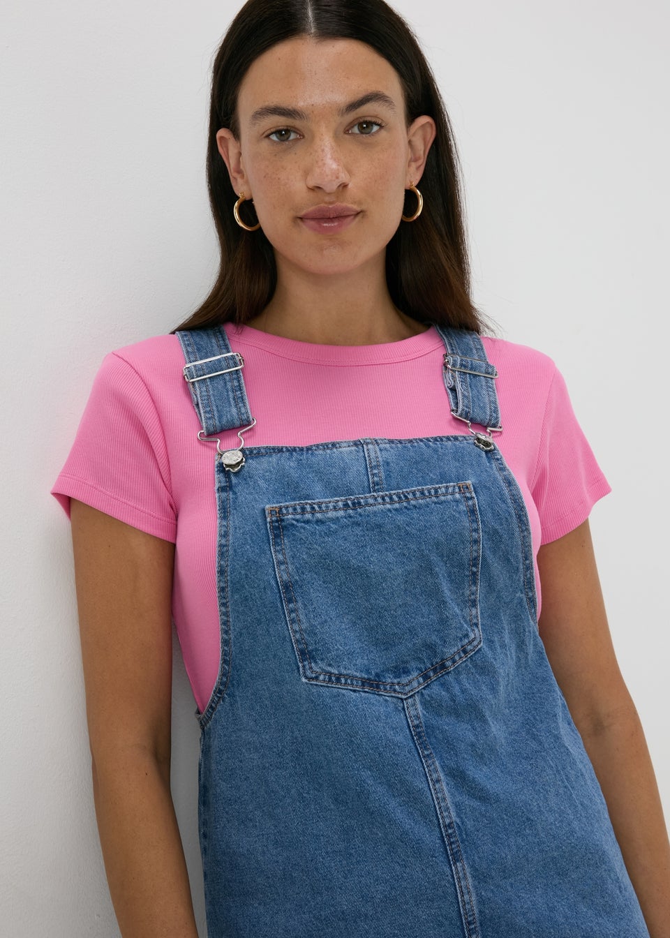 Mid Wash Denim Pinafore Dress Matalan