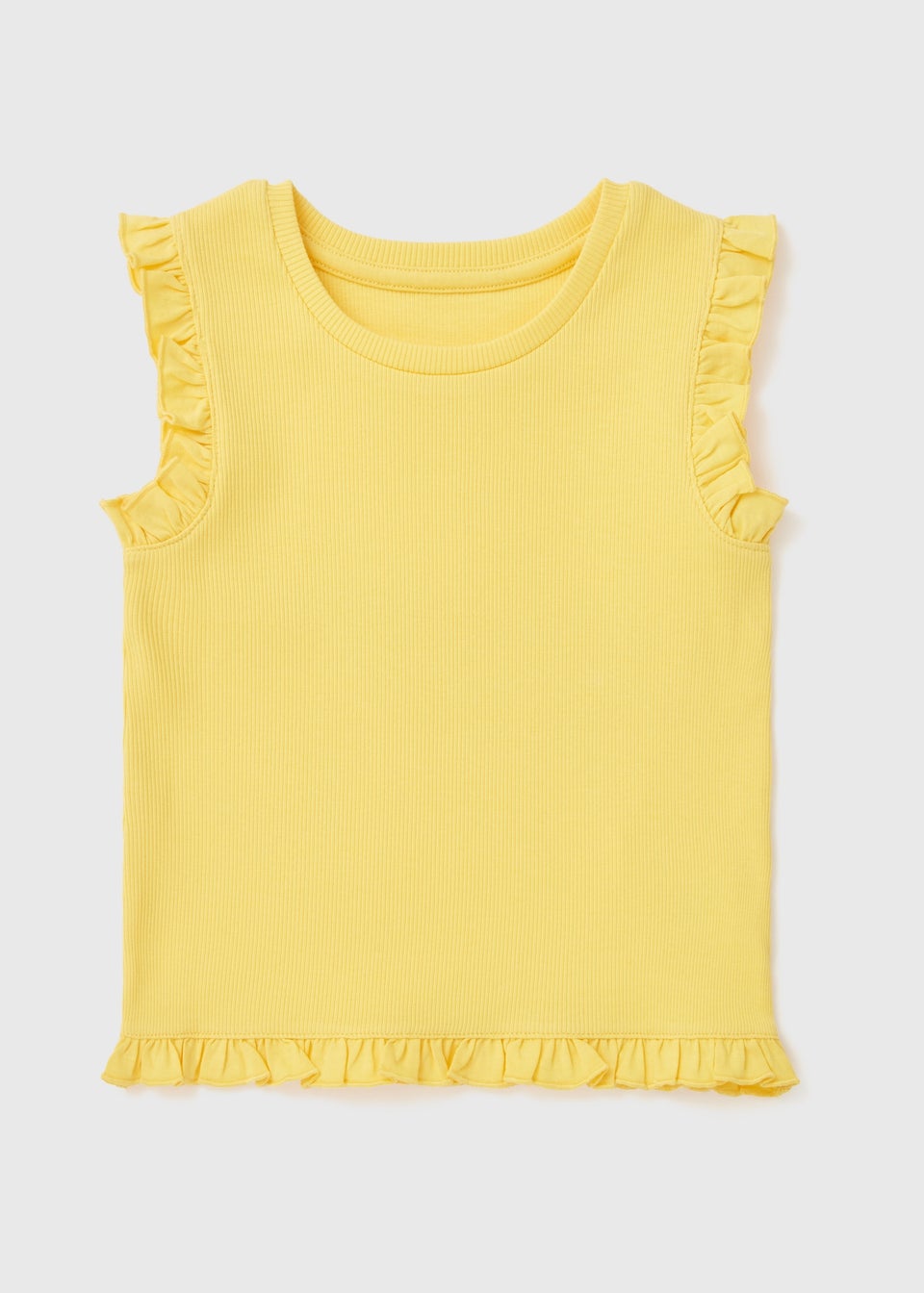 Girls Yellow Ribbed Frill Vest (1-7yrs)
