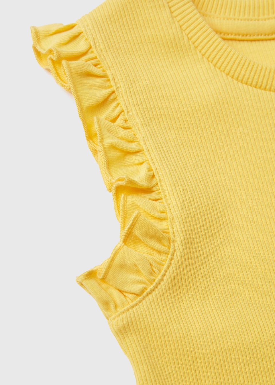 Girls Yellow Ribbed Frill Vest (1-7yrs)