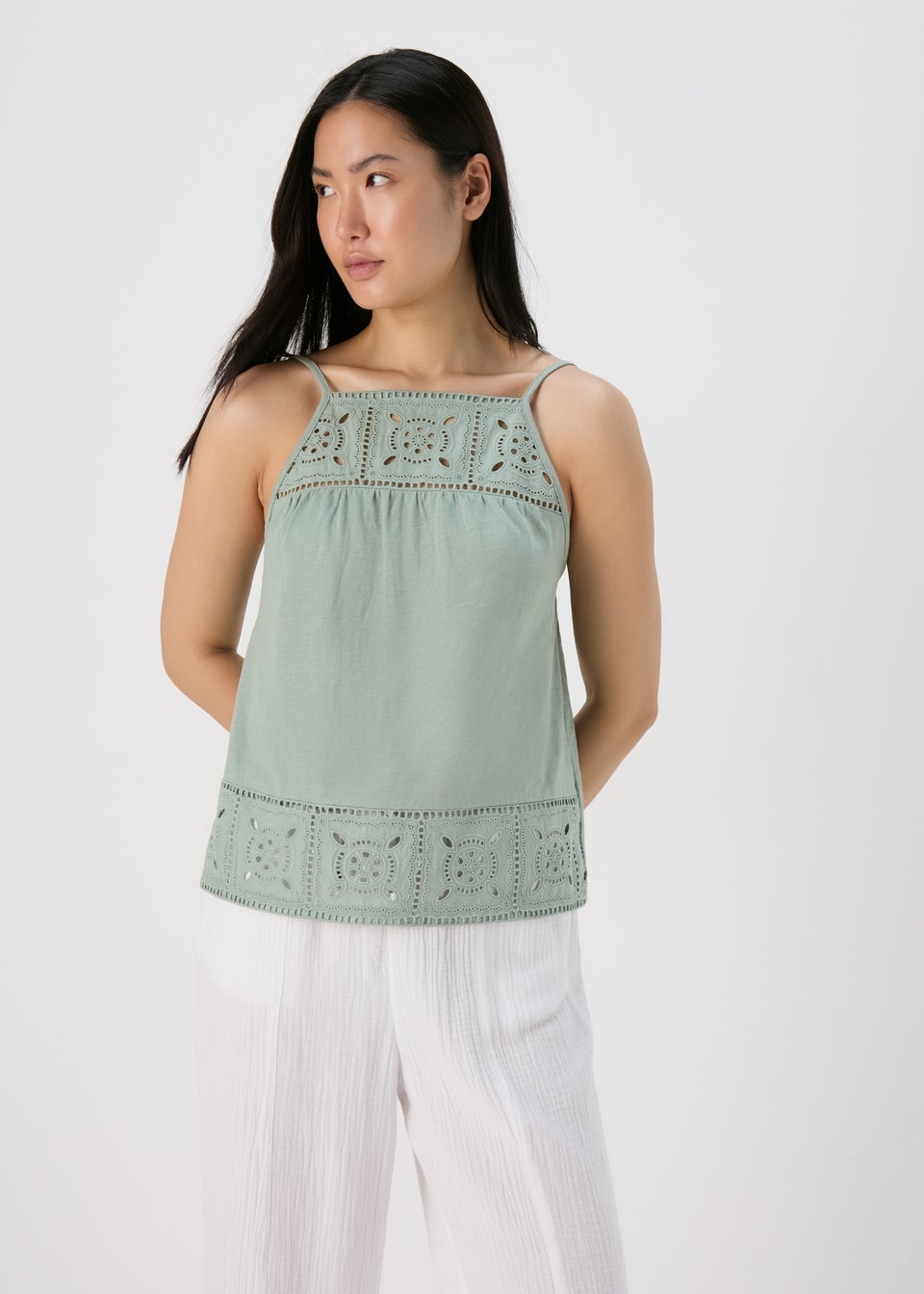 Green Lace Detail Cami Top