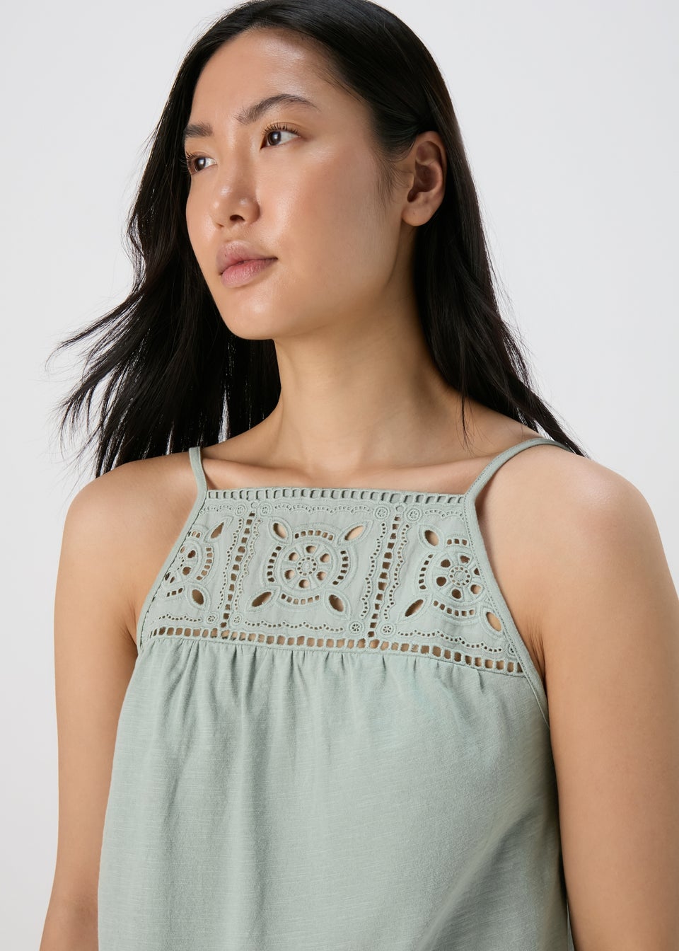 Green Lace Detail Cami Top