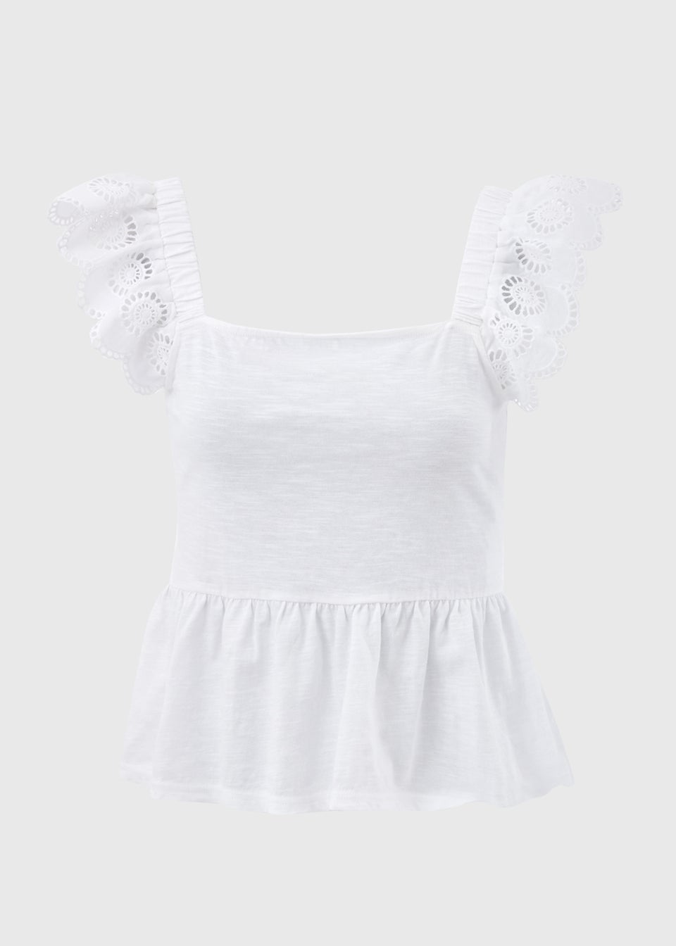 White Schiffli Strap Vest