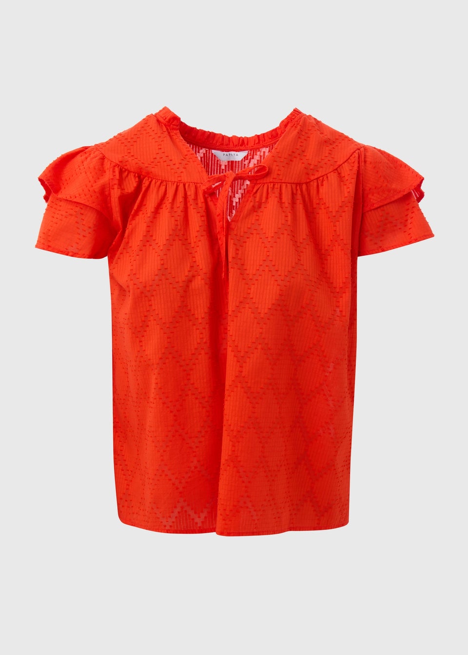 Red Ruffle Sleeve Blouse
