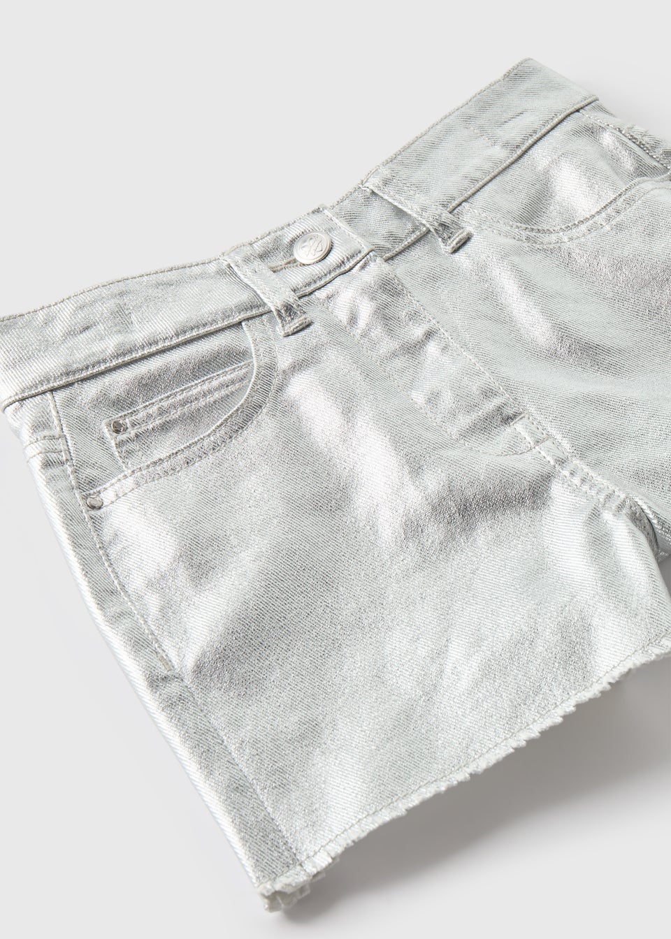 Girls Silver Denim Shorts 7 13yrs