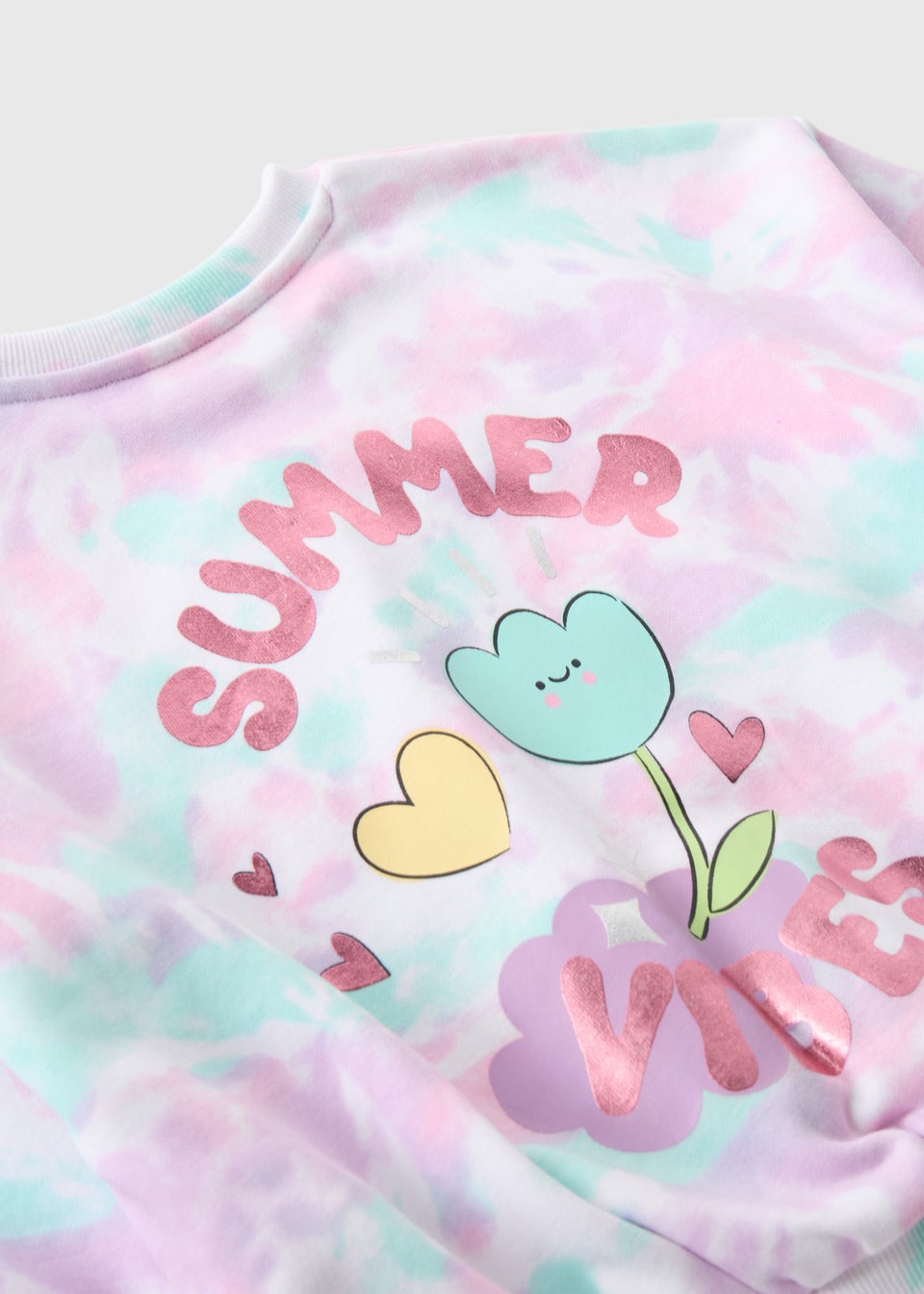 Girls Lilac Tie Dye Summer Vibes Sweatshirt (1-7yrs)