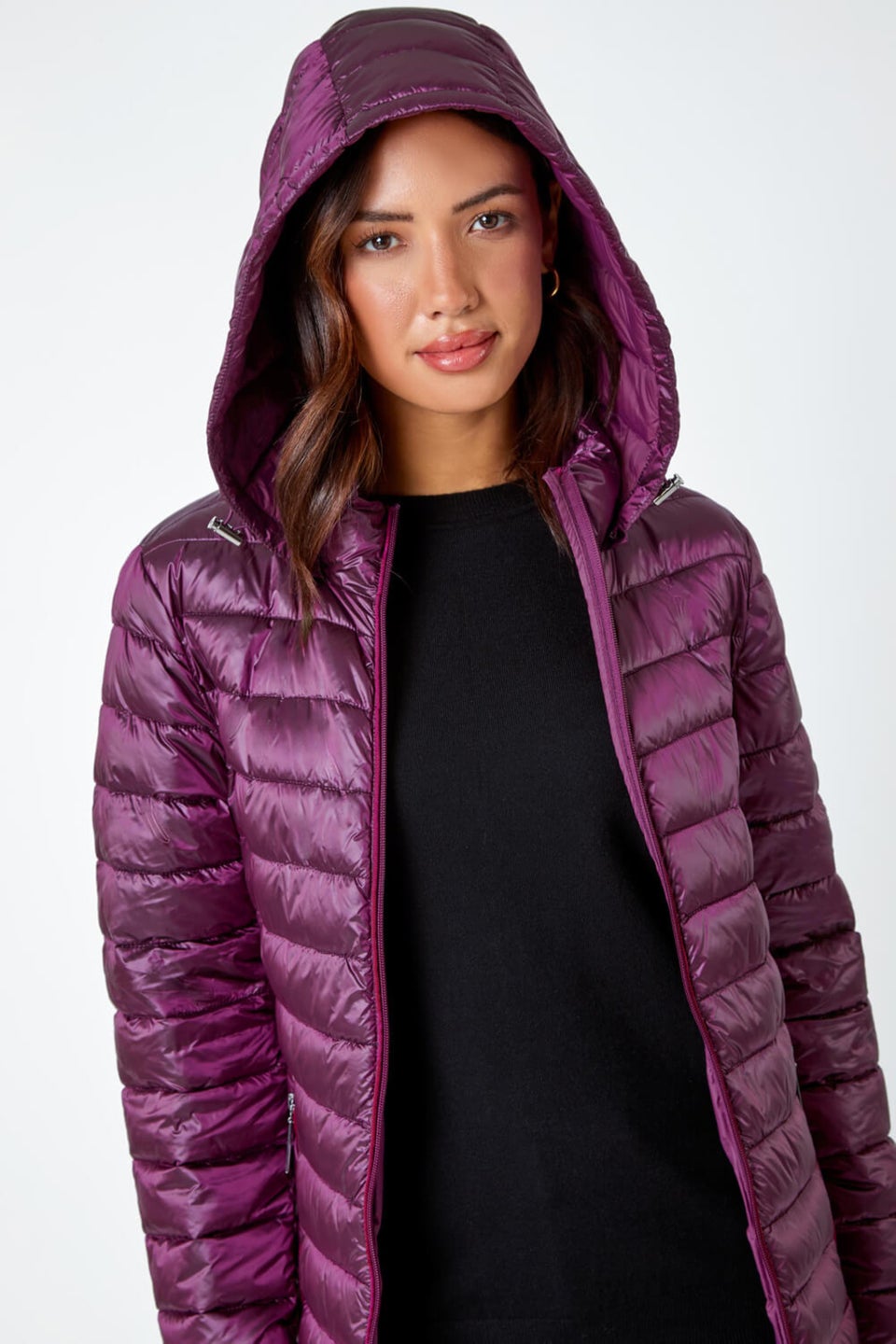 Roman Purple Longline Hooded Padded Coat Matalan