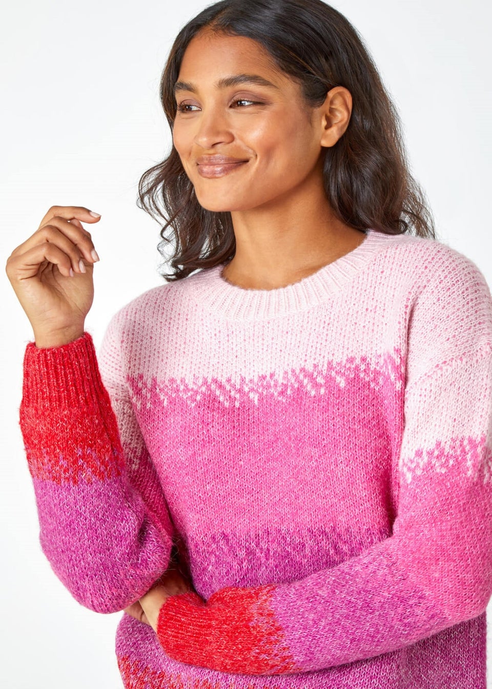 Roman Pink  Stripe Print Knitted Jumper